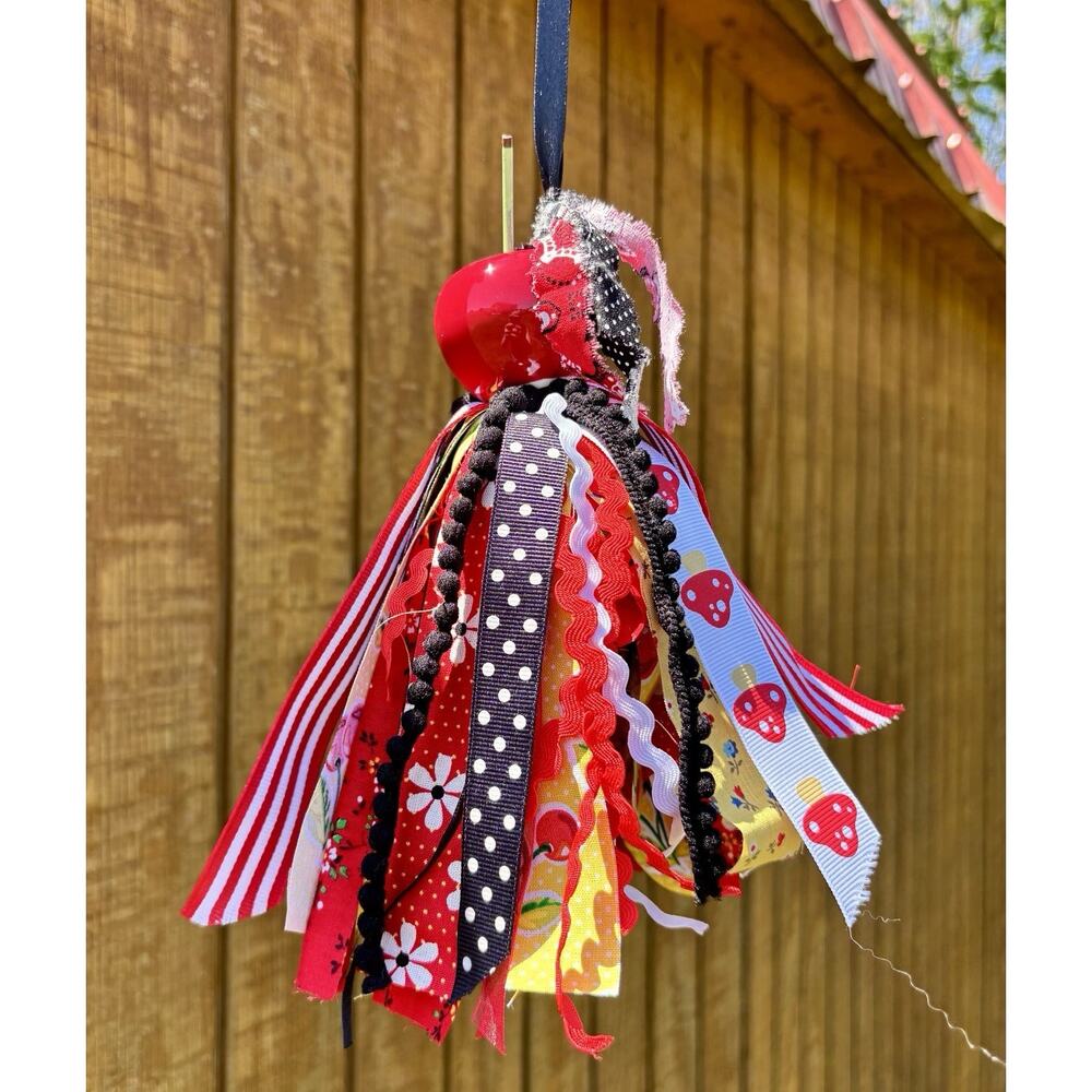 Handmade Cherry Salt Shaker Tassel Ornament Boho Cottagecore Farmhouse Gift Deco